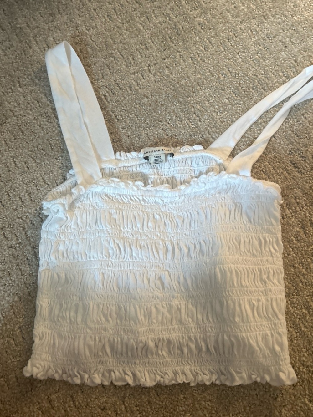 American Eagle Outfitters White Smocked Cami Top